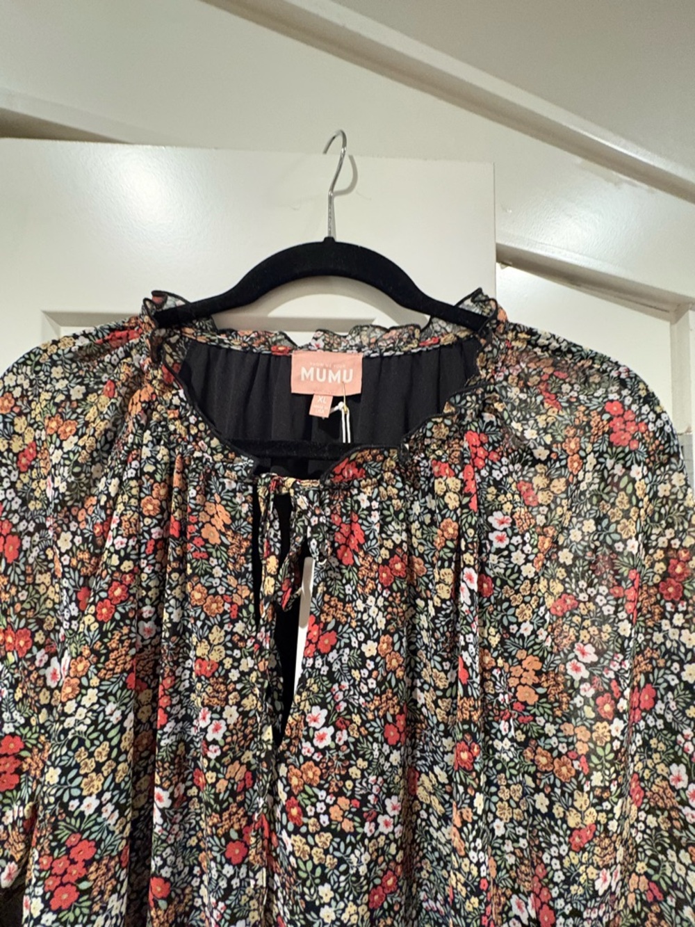 Show Me Your MuMu Black Floral Long-Sleeve Swing Dress - Picture 5 of 5